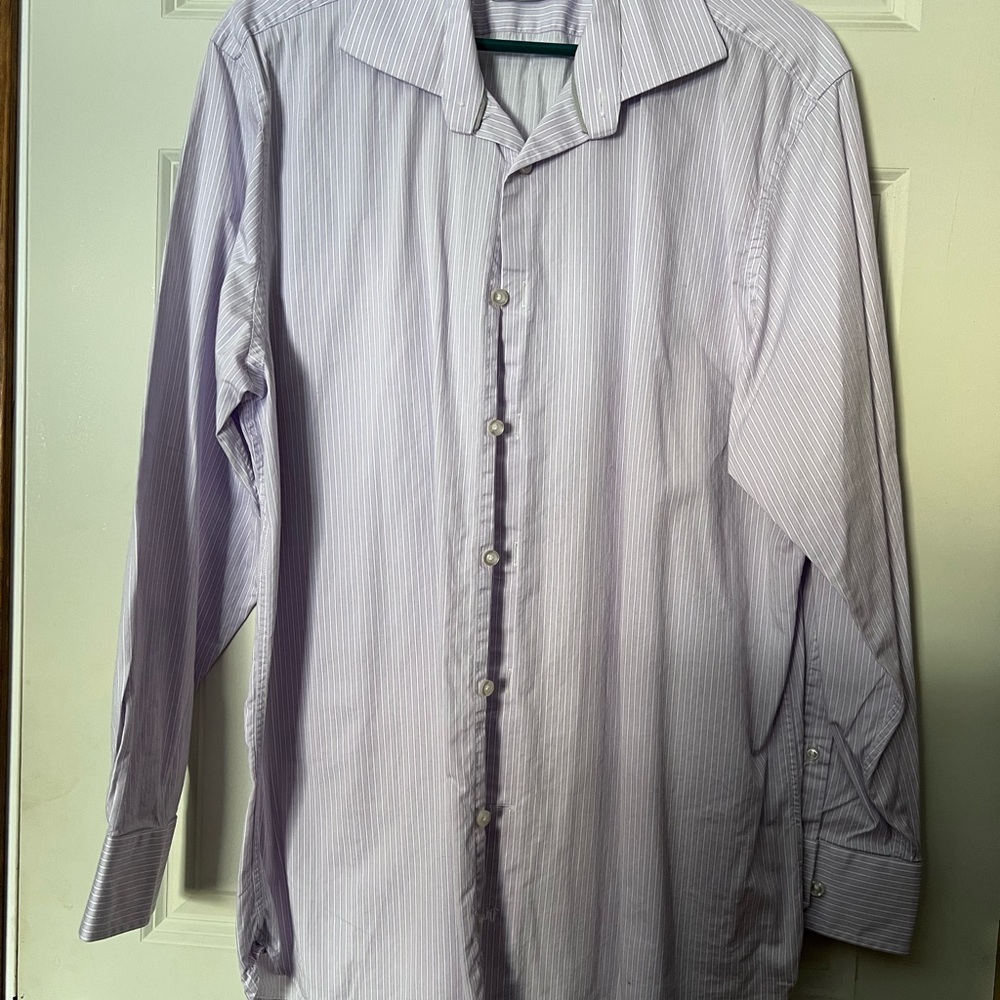 Hickey Freeman Lavender Striped Dress Shirt